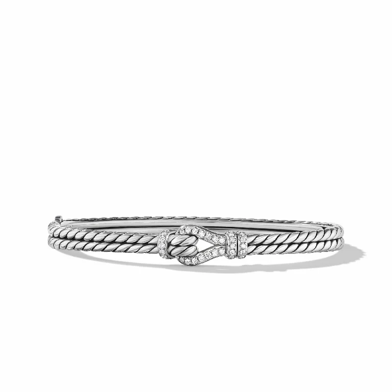 ladies-flower-slider-bracelets-Thoroughbred Loop Bracelet in Sterling Silver with Pave Diamonds