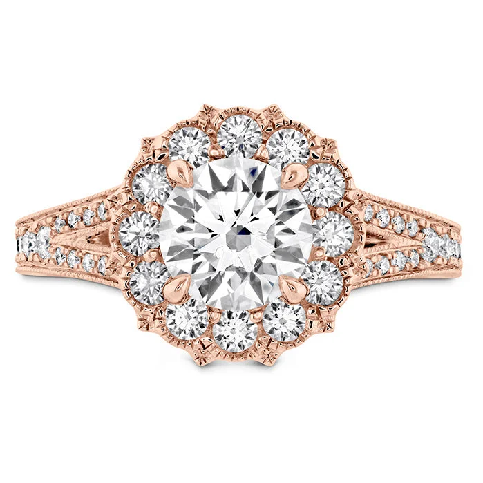 Ladies wedding rings with blush kunzite -Hearts On Liliana Halo Engagement Ring