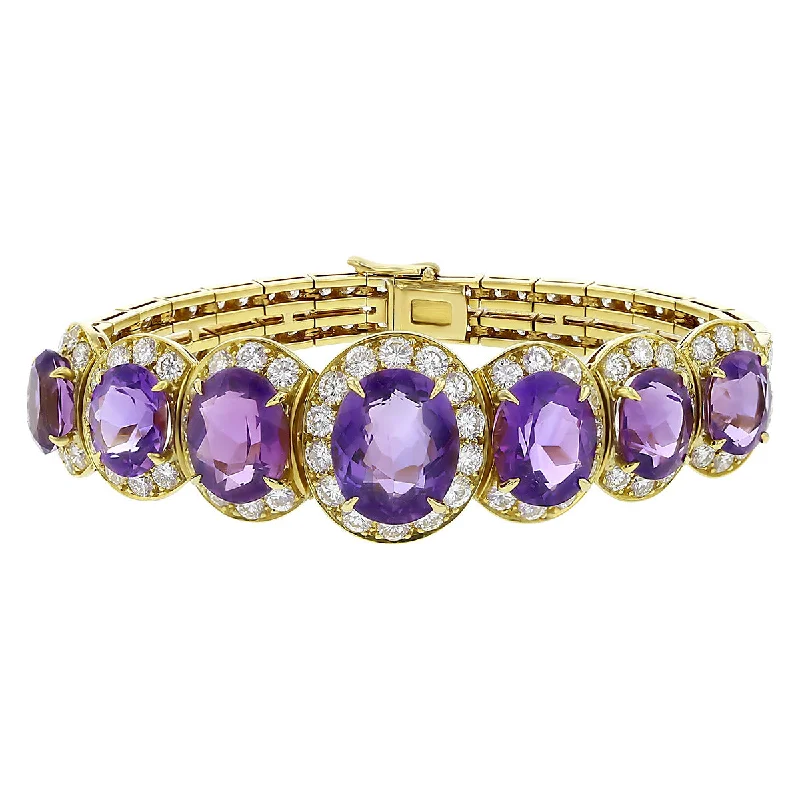 ladies-multi-strand-diamond-bracelets-Van Cleef and Arpels Amethyst and Diamond Bracelet