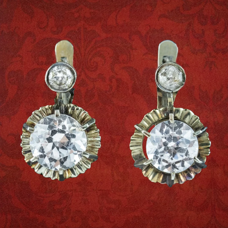 Ladies earrings for architect vibes -Vintage White Topaz Earrings 18ct Gold