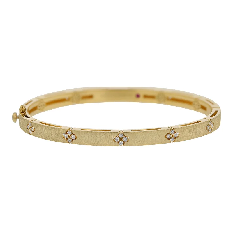 ladies-classic-slider-bracelets-Love in Verona 0.15Ct Diamond Satin Bangle Bracelet in 18K Yellow Gold