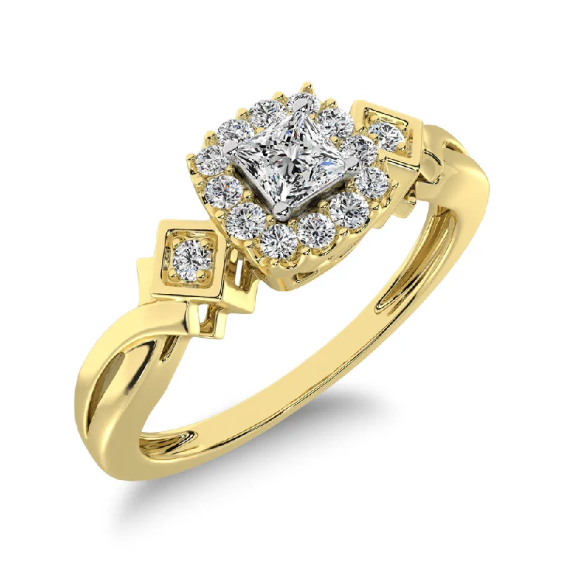 Ladies wedding rings modern vows -10K Yellow Gold Princess Cut Diamond 1/5 Ct.Tw. Engagement Ring