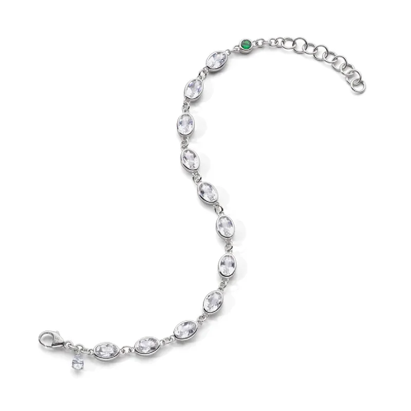 ladies-delicate-wraparound-bracelets-Oval Bezel Set Rock Crystal Tennis Bracelet