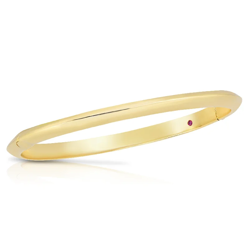 ladies-vintage-slider-bracelets-Knife Edge Hinged Bangle Bracelet in 18K Yellow Gold