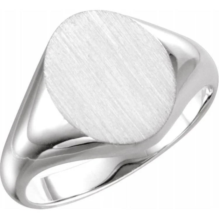 Ladies rings with braid designs -Platinum 11x9.5 mm Oval Signet Ring