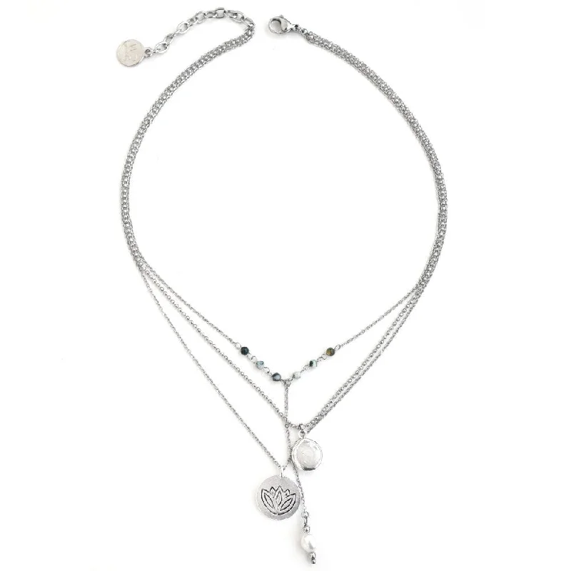 ladies-ethnic-curb-chain-necklaces-Lotus Silver Necklace