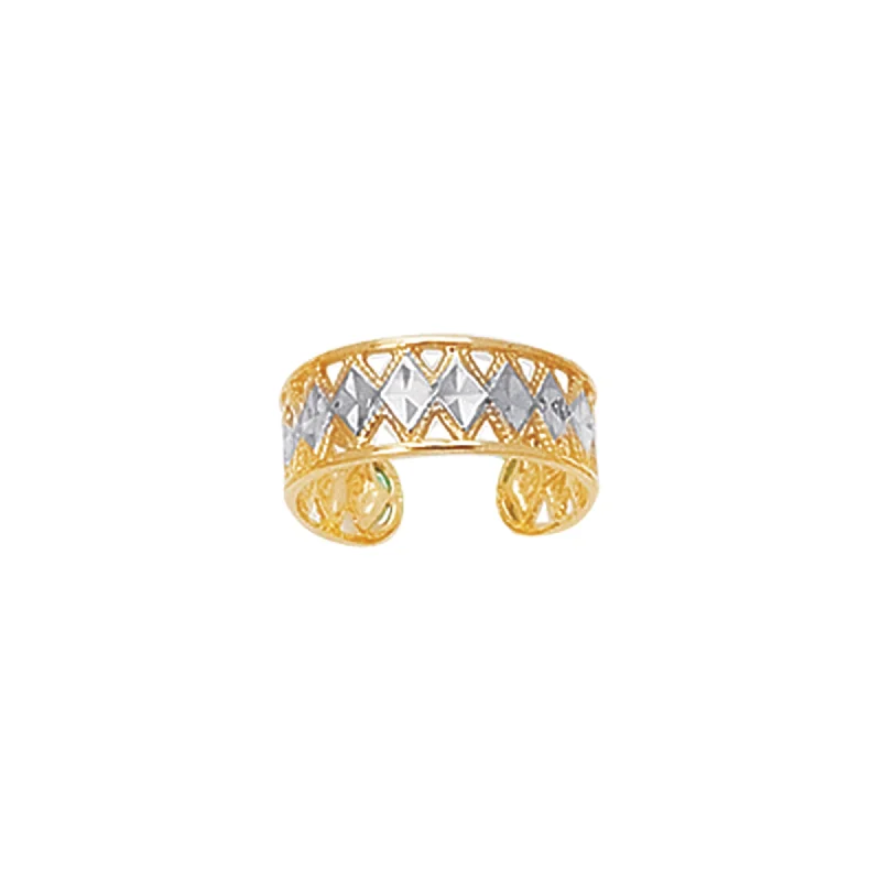 Ladies rings for upscale vibes -14K Two-tone Gold Toe Ring