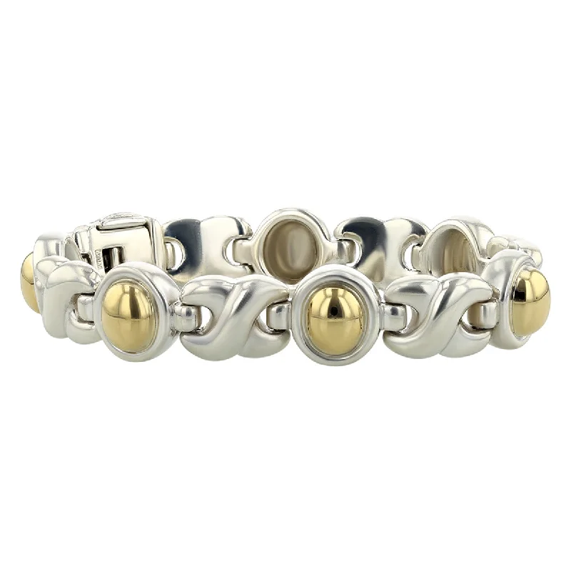 ladies-fashion-chain-link-bracelets-Sterling Silver and 14K Gold X Link Bracelet