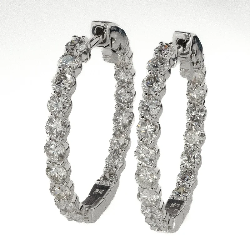 Ladies earrings for fresh charm -Diamond 5.40ctw Inside Out Hoop Earrings in 14K White Gold