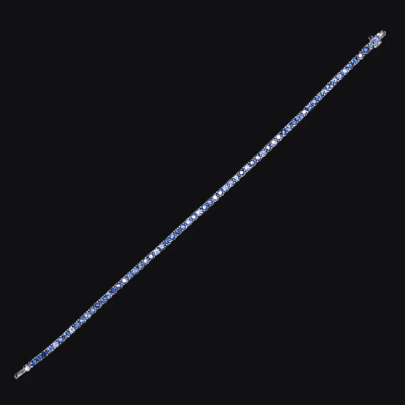 ladies-rigid-link-diamond-bracelets-5.20ct SAPPHIRE TENNIS BRACELET 14k WHITE GOLD NATURAL CLASSIC CORNFLOWER BLUE