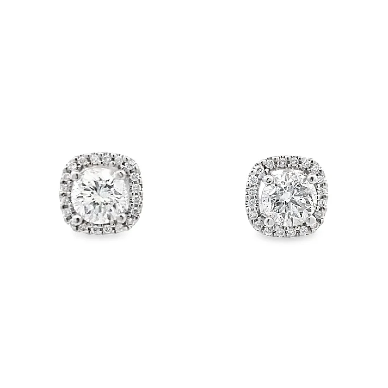 Ladies earrings with lilac opal -1 CTW Halo Diamond Stud Earrings in White Gold by Allison Kaufman