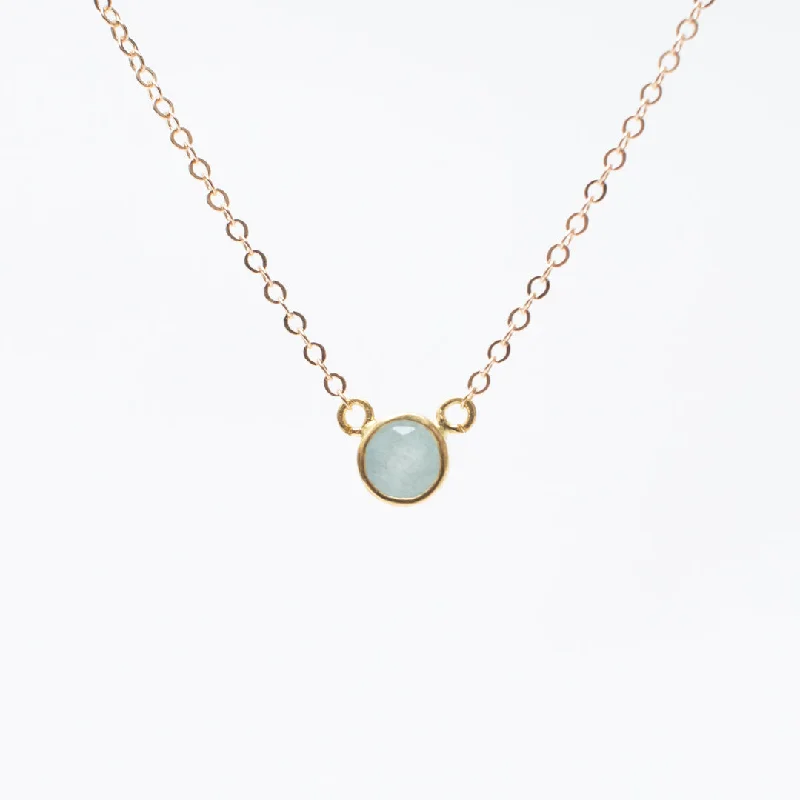 ladies-rose-gold-silver-necklaces-Gold Aquamarine Comini Circle Stone Necklace