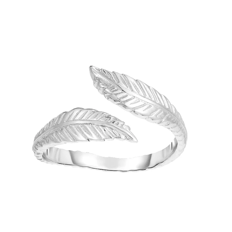 Ladies rings for wild charm -Silver Polished Leaf Bypass Toe Ring