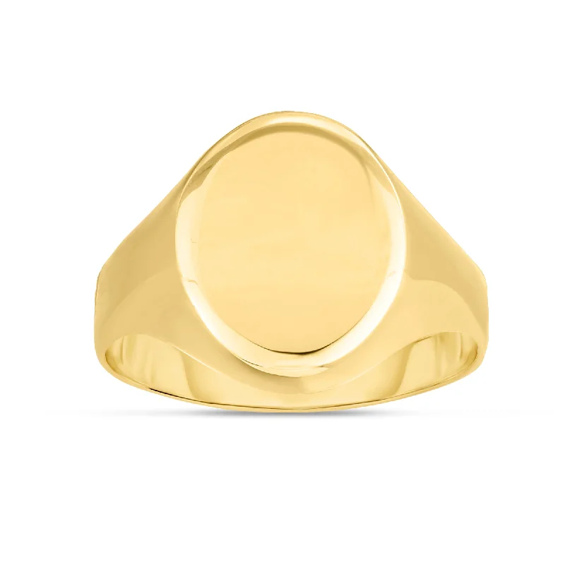 Ladies rings for calm charm -14K Gold Polished Oval Signet Ring