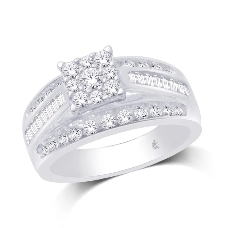 Ladies wedding rings for anniversary renewals -10K White Gold 1 Ct.Tw. Diamond Engagement Invisible Ring