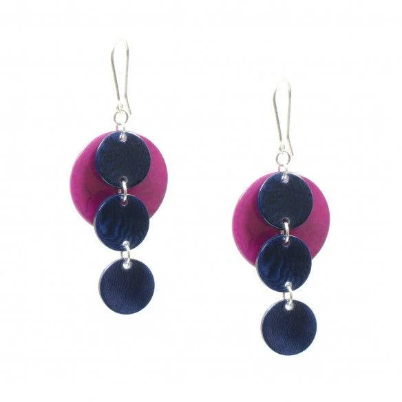 Ladies earrings for future vibes -Tagua Thais Earrings - Marine Blue / Fuchsia