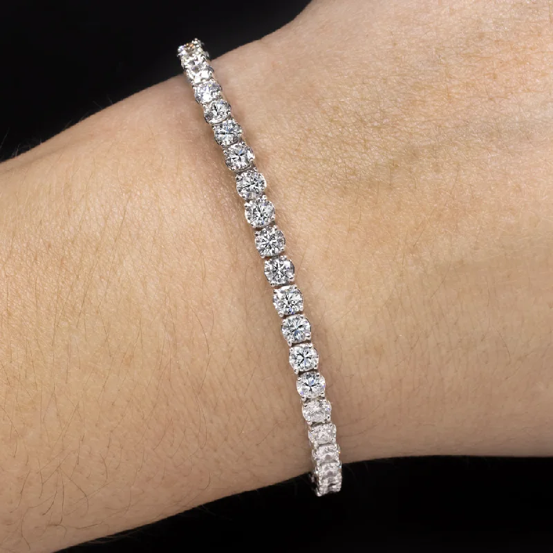 ladies-elegant-wraparound-bracelets-8.29ct VERY GOOD CUT DIAMOND TENNIS BRACELET NATURAL CLASSIC 14k WHITE GOLD 8ct