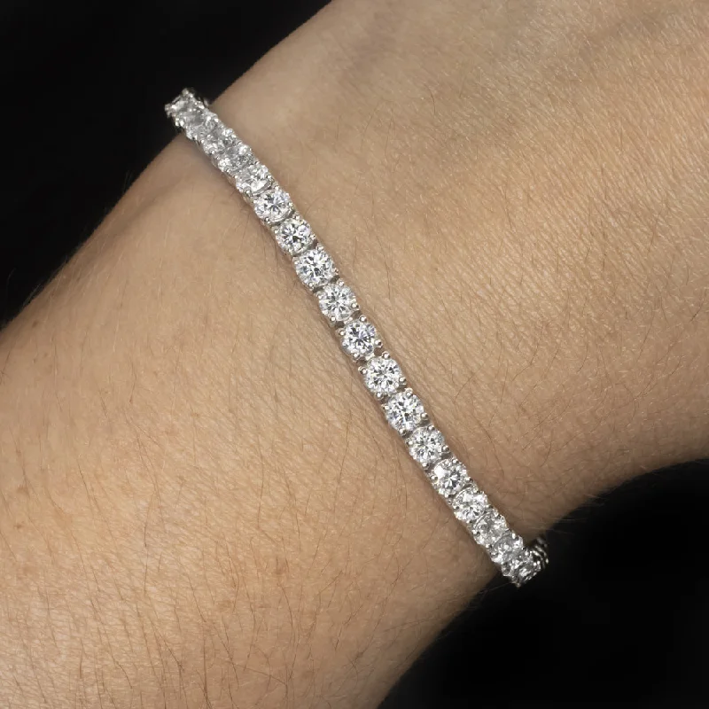 ladies-affordable-adjustable-cuff-bracelets-8.6ct G-H VS NATURAL DIAMOND TENNIS BRACELET EXCELLENT CUT ROUND 18k WHITE GOLD