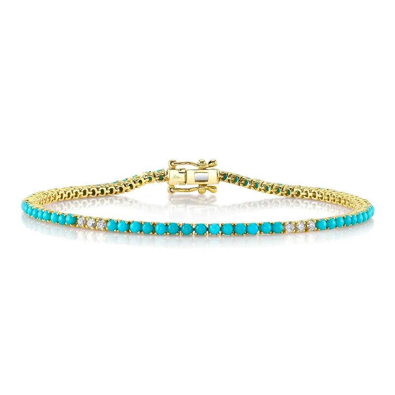 ladies-infinity-wraparound-bracelets-Composite Turquoise Bracelet with Diamonds