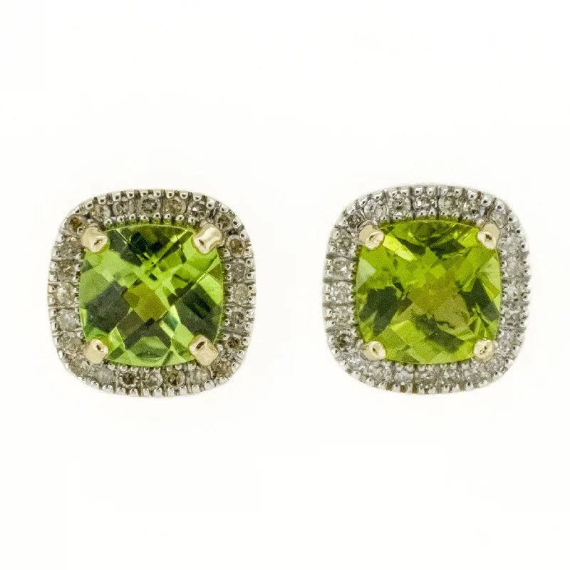 Ladies earrings for show vibes -Peridot and Diamond Accented Earrings in 14K Two Tone Gold