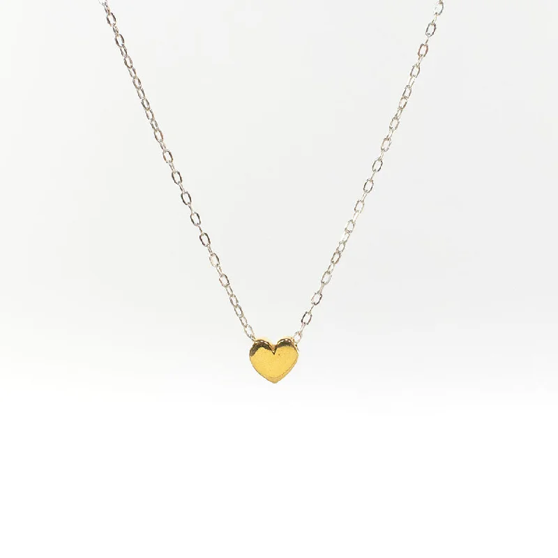 ladies-fashion-box-chain-necklaces-Gold Vermeil Small Heart Puff Necklace