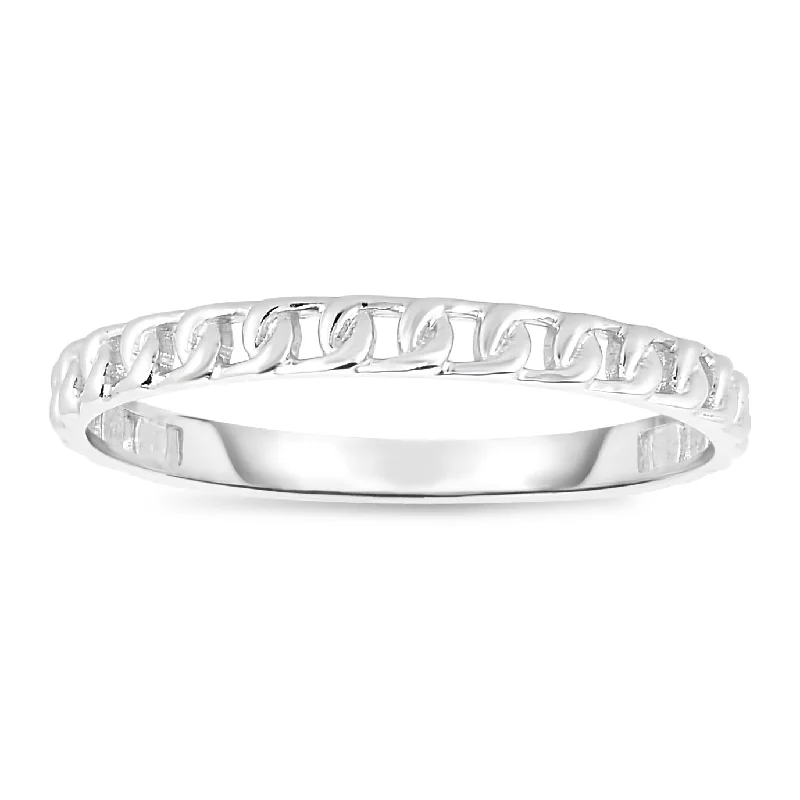 Ladies rings for bridal radiance -14K Gold Mini Curb Stackable Ring