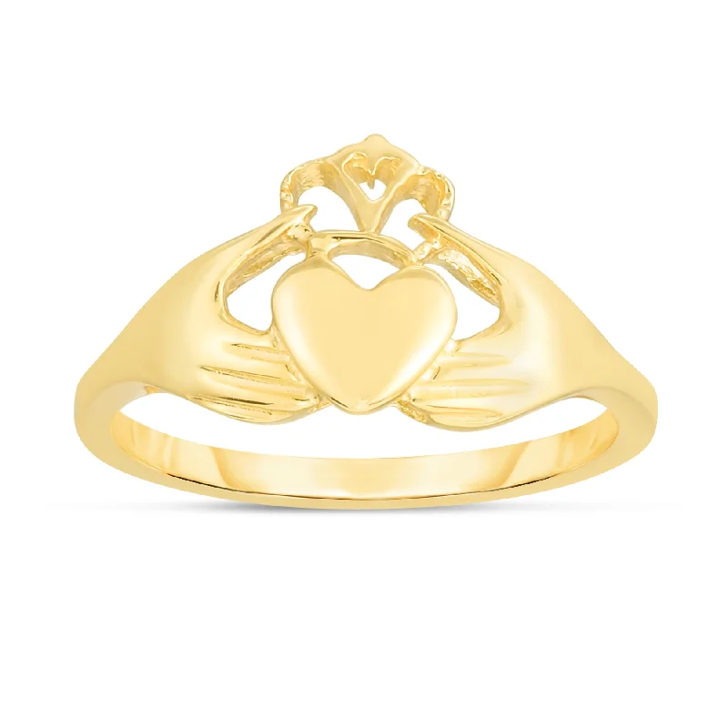 Ladies rings stretchable bands -14K Gold Claddagh Ring