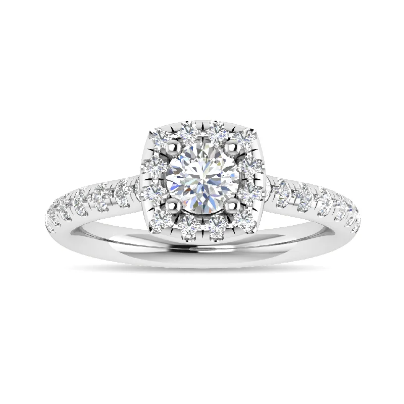 Ladies wedding rings for wild romance -Diamond 1 Ct.Tw. Round Shape Engagement Ring in 14K White Gold