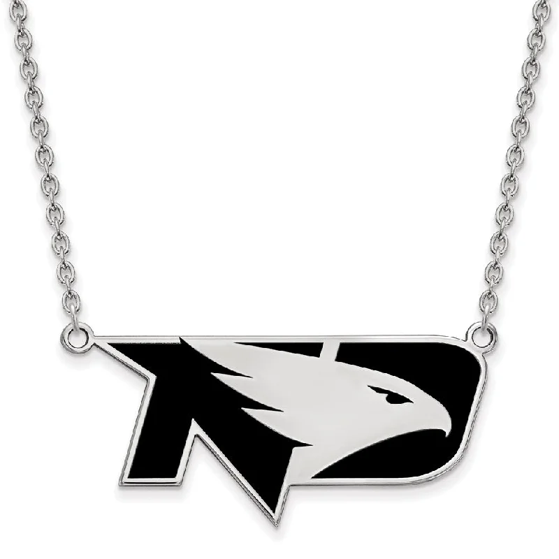 ladies-heart-y-drop-necklaces-Sterling Silver North Dakota Large Enamel Logo Necklace