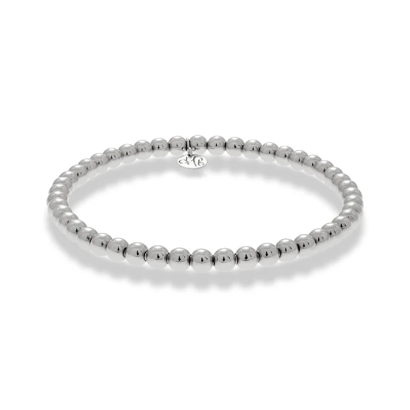 ladies-elegant-adjustable-cuff-bracelets-Tresore Beaded Stretch Bracelet in 18K White Gold