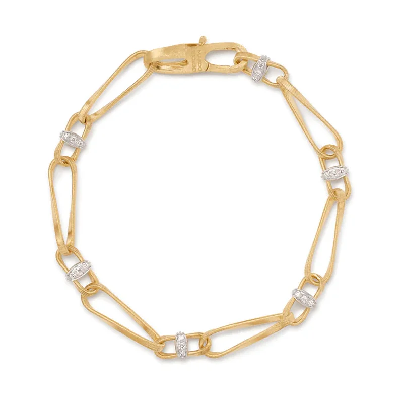 ladies-crystal-silver-bracelets-18K Yellow Gold Twisted Coil Link Bracelet With Diamonds