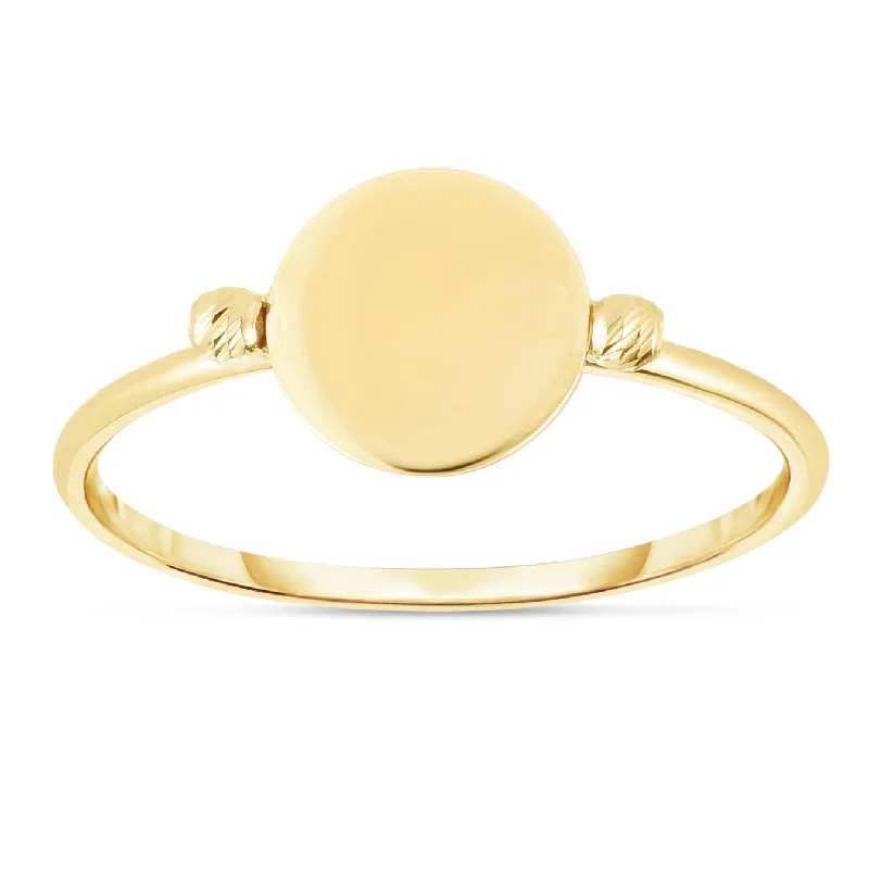 Ladies rings for lazy charm -14K Gold Polished Disc Ring