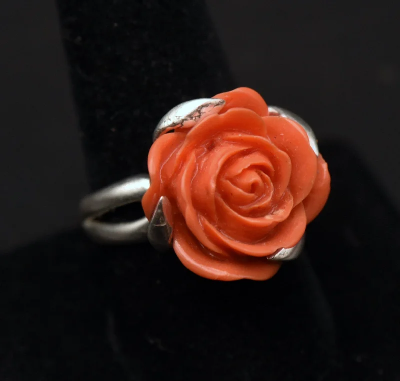 Ladies rings for spa charm -Vintage Rose Sterling Silver Ring - Size 9