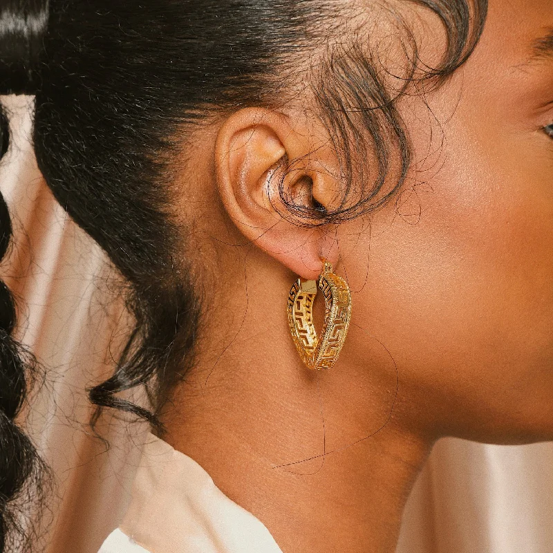 Ladies earrings with sea opal -Solange 18ct Gold Plated Copper Hoop Earrings