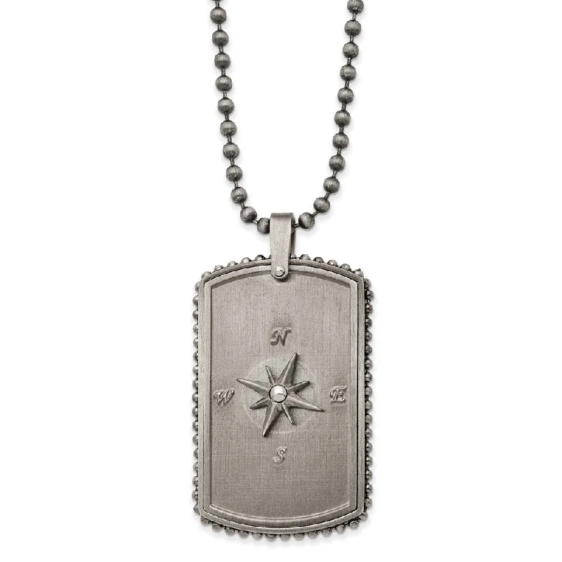 ladies-statement-heart-locket-necklaces-Stainless Steel Antiqued White Bronze Plated Moveable Compass Necklace