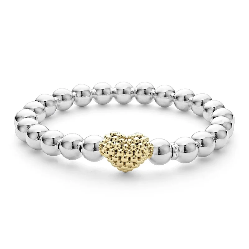 ladies-elegant-chain-link-bracelets-Stretch Gold Heart Bead Bracelet