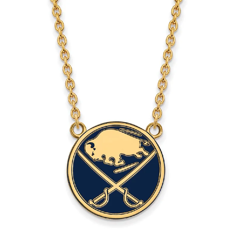 ladies-gift-multi-strand-necklaces-SS 14k Yellow Gold Plated NHL Sabres LG Enamel Necklace, 18 Inch