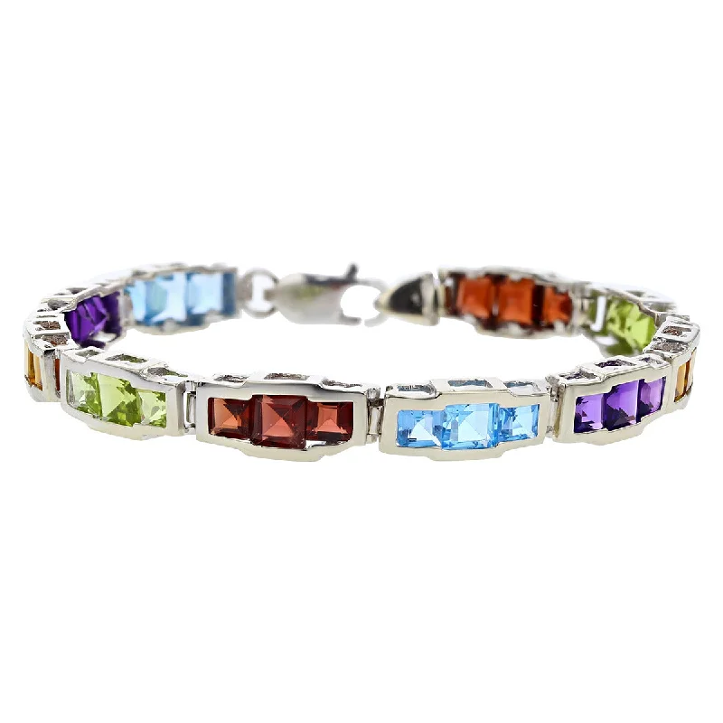 ladies-unique-hinged-bangle-bracelets-Topaz, Peridot, Garnet, Citrine, and Amethyst Bracelet