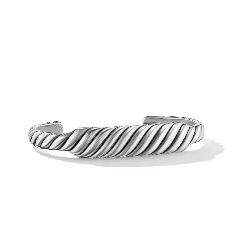 ladies-infinity-slider-bracelets-Sculpted Cable Contour Bracelet in Sterling Silver