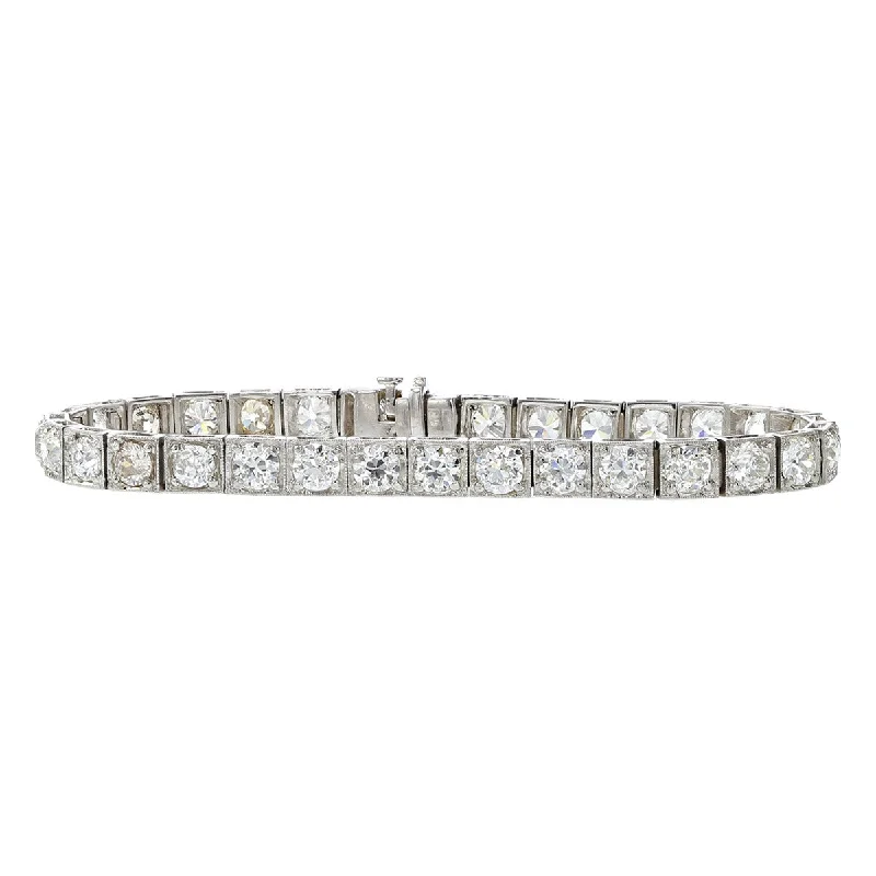 ladies-sterling-silver-rigid-link-bracelets-Tiffany and Co Platinum Diamond Line Bracelet