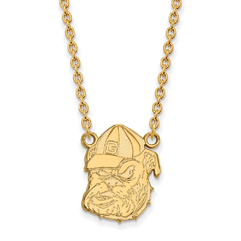 ladies-moon-y-drop-necklaces-14k Gold Plated Silver U of Georgia Lg Bulldog Pendant Necklace