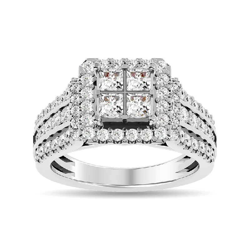 Ladies wedding rings soft brilliance -Diamond 1 1/2 ct tw Round Cut Engagement Ring in 14K White Gold