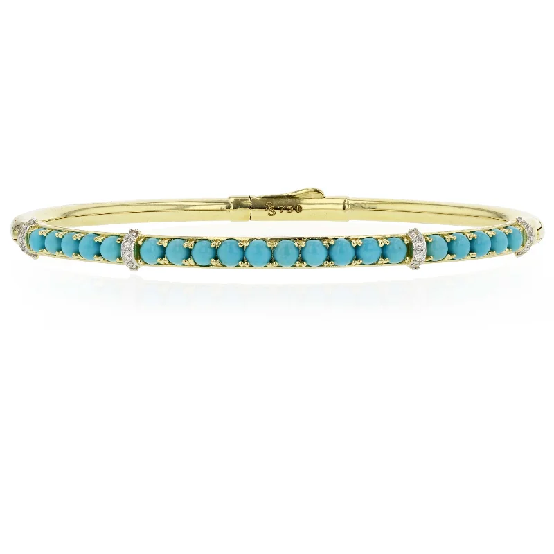 ladies-pearl-silver-bracelets-Turquoise and Diamond Bangle Bracelet