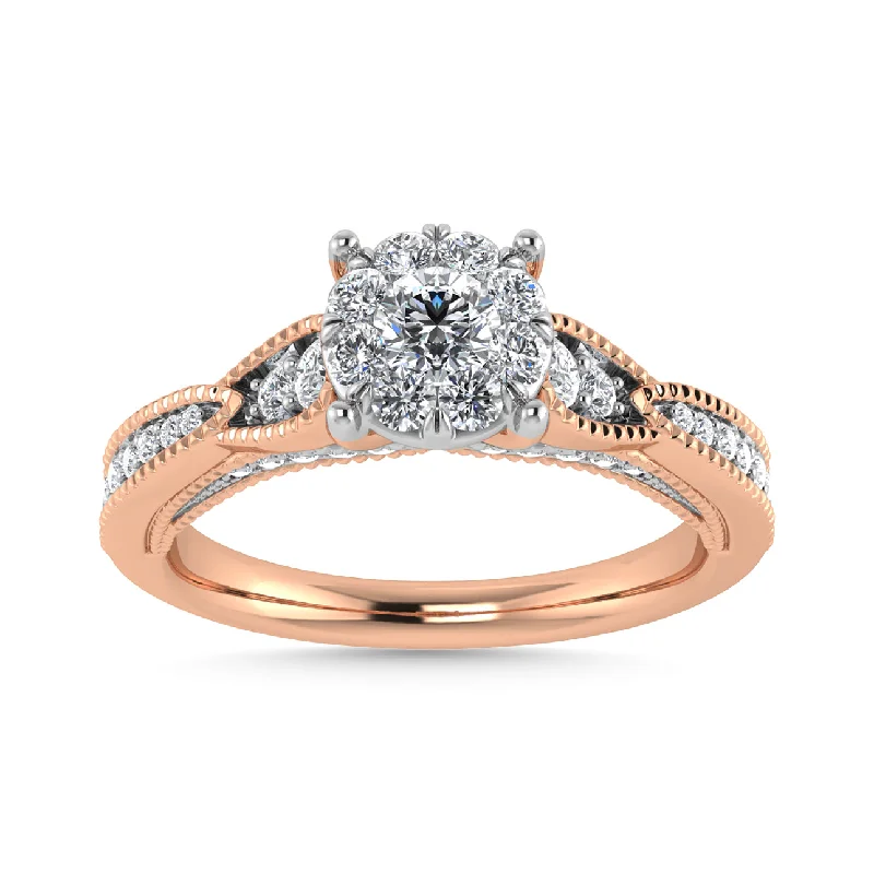 Ladies wedding rings multi-stone eternity -Diamond 1/2 Ct.Tw. Engagement Ring in 14K Rose Gold