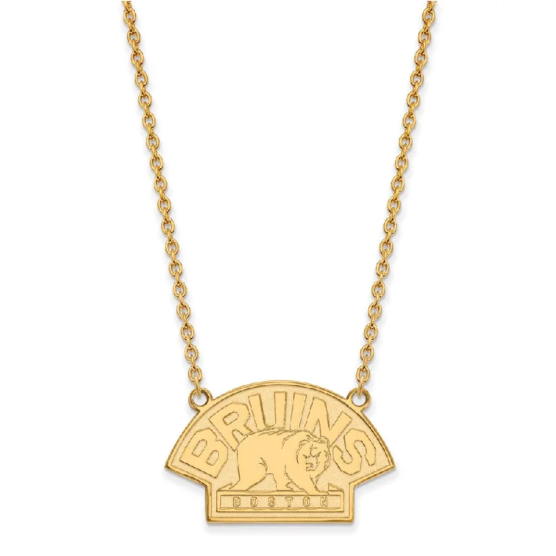 ladies-delicate-y-drop-necklaces-14k Yellow Gold NHL Boston Bruins LG Necklace, 18 Inch