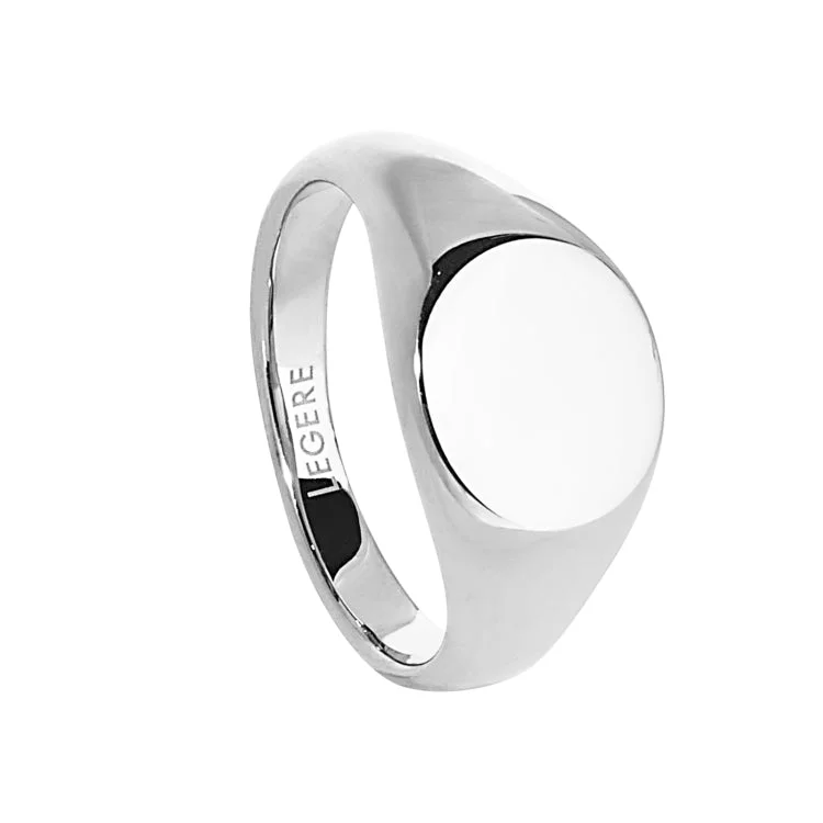 Ladies rings soft shine -Stainless Steel Round Signet Ring  - Size 9