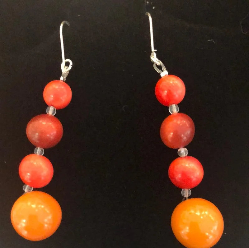 Ladies earrings for retreat elegance -Tagua TAHAA Earrings Sunset Trio