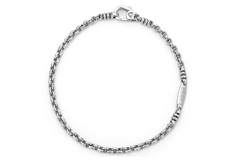 ladies-modern-leather-wrap-bracelets-Anthem Double Link Caviar Chain Bracelet in Sterling Silver, Size 7