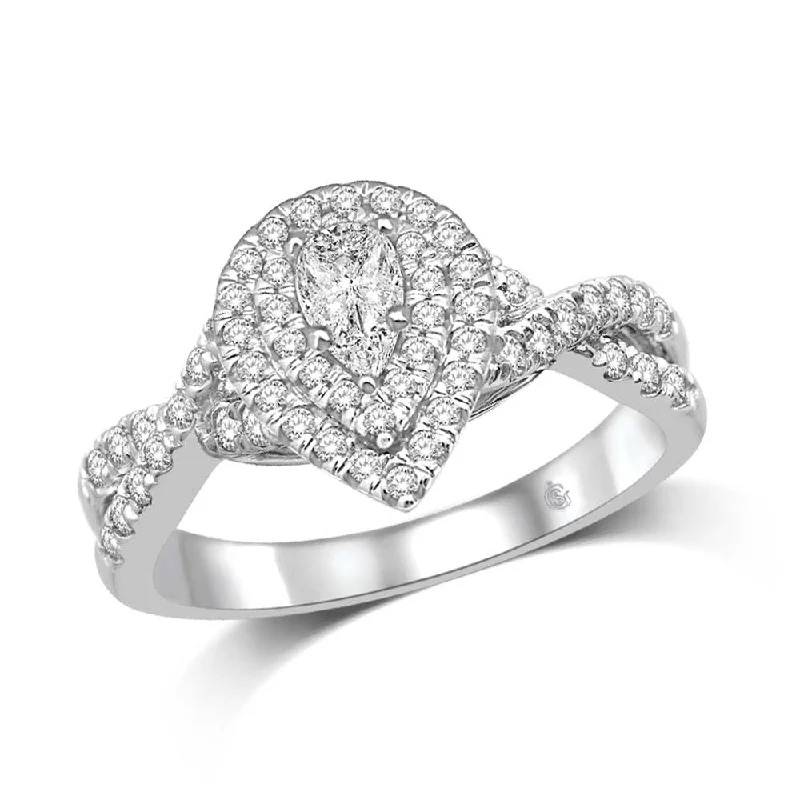 Ladies wedding rings for night ceremonies -Lovecuts 14K White Gold 5/8 Ct.Tw.Diamond Engagement Ring