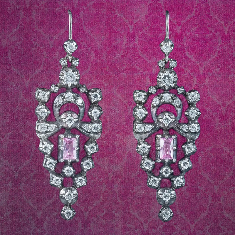 Ladies earrings bold elegance -Edwardian Style CZ Earrings Sterling Silver